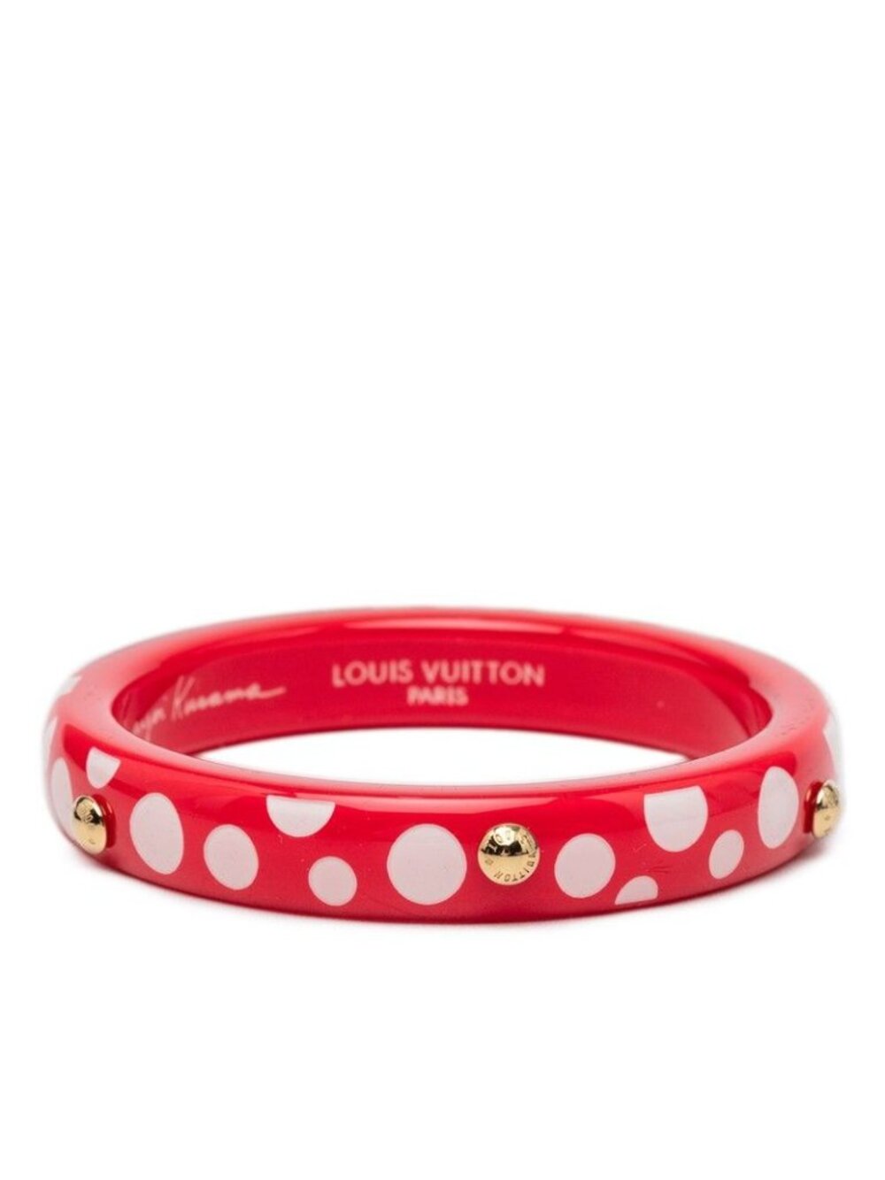 Louis Vuitton Yayoi Kusama LV Yk Bracelet Dot Infinity Bangle Red White Plastic